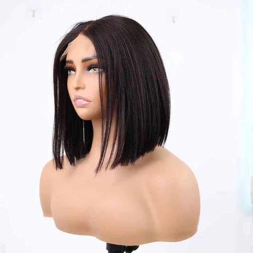 Human hair hub closure lace bob (6)