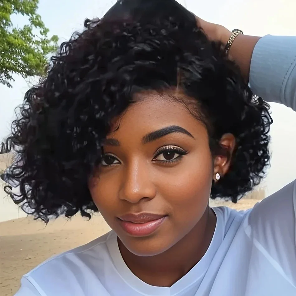 Pixie cut short curly bob deep water wave wigs 100% human hair (3)