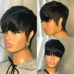 Short straight bob wig pixie cut wig human hair (2)