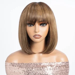 Straight hair short bob lace wigs 100% human hair wigs (12)