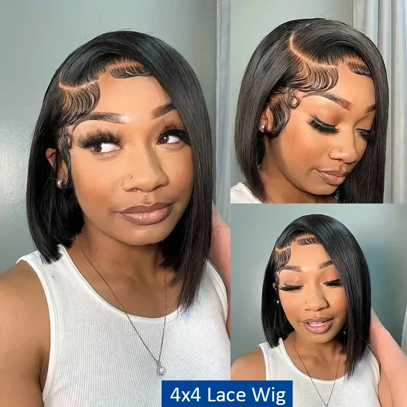 Straight short bob wig 13x4 lace front wigs human hair full lace frontal (10)