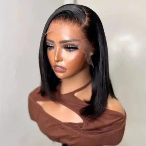 Straight short bob wig 13x4 lace front wigs human hair full lace frontal (5)