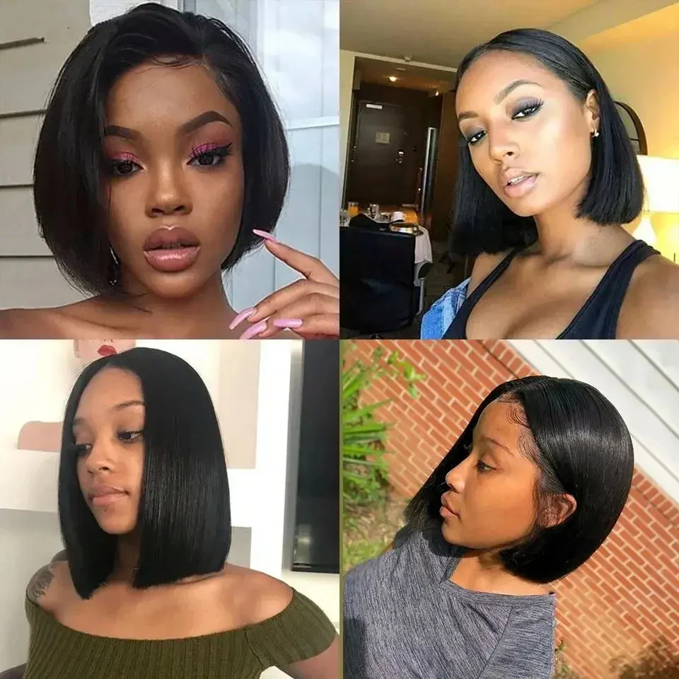 Straight short bob wig 13x4 lace front wigs human hair full lace frontal