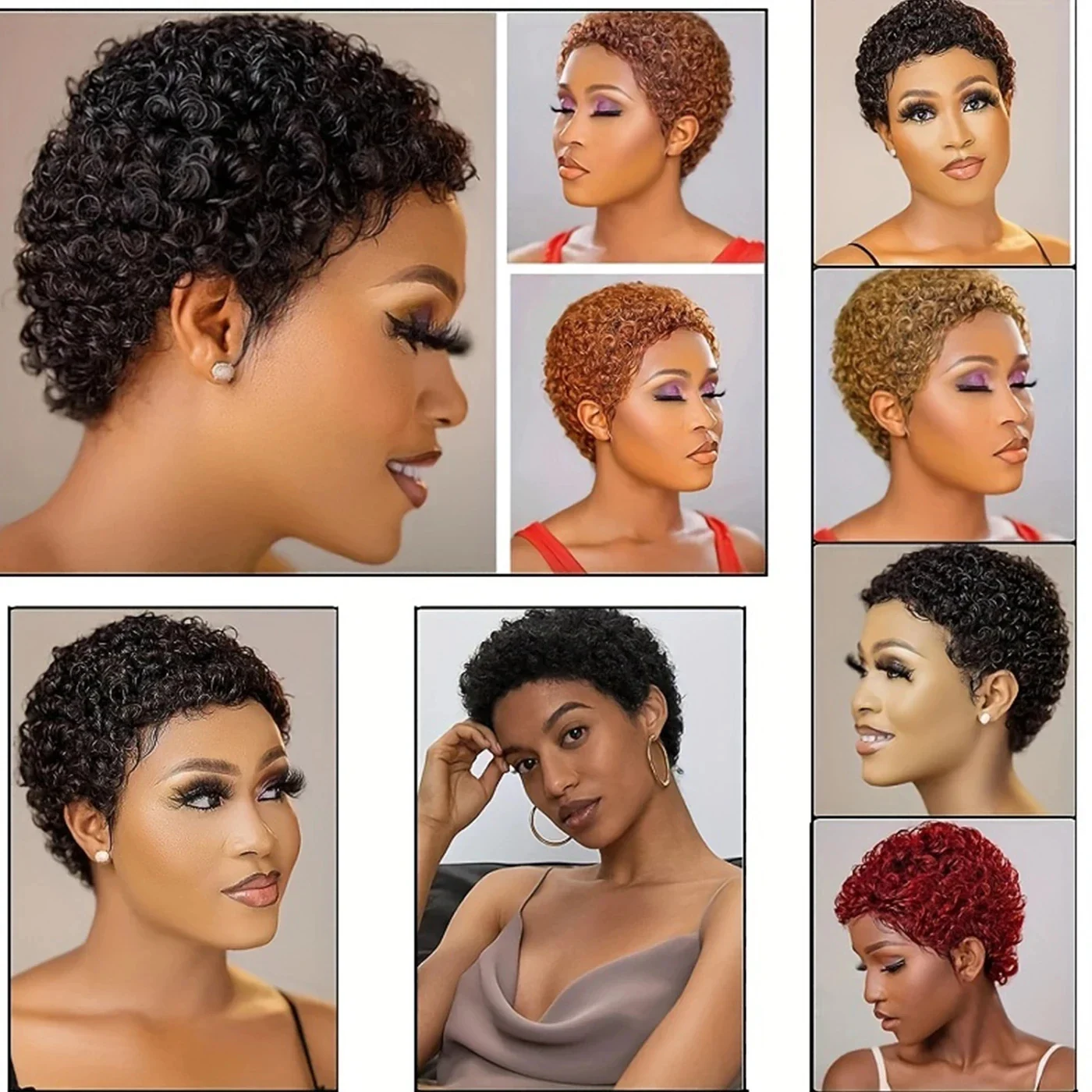 Short curly human hair wigs for women full machine made kinky curly wigs (1)