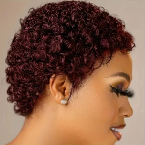 Short curly human hair wigs for women full machine made kinky curly wigs (2)