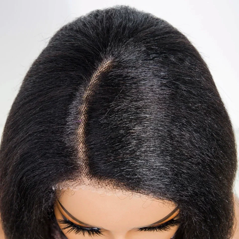 Short kinky straight bob c lace wig real human hair lace wig (10)