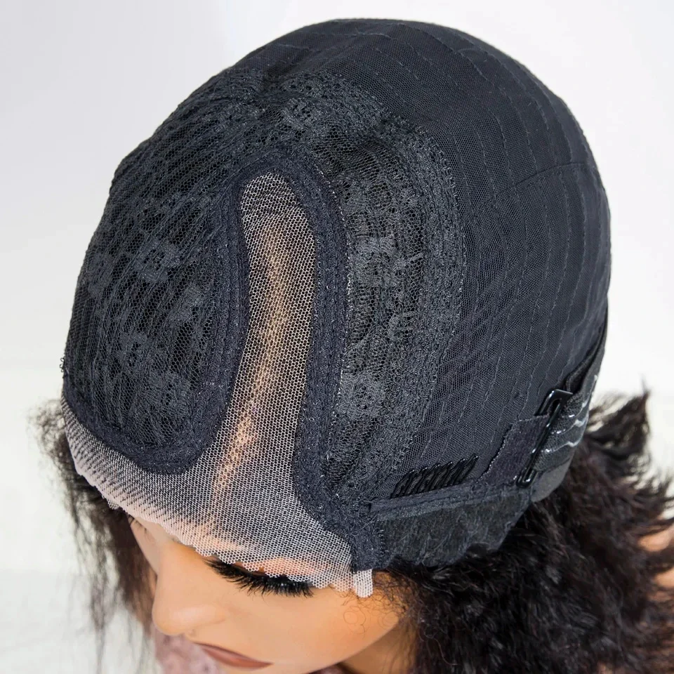 Short kinky straight bob c lace wig real human hair lace wig (9)