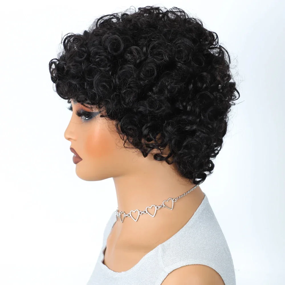 Short pixie afro kinky curly wigs for black women glueless natural brown bob wig with ba (31)
