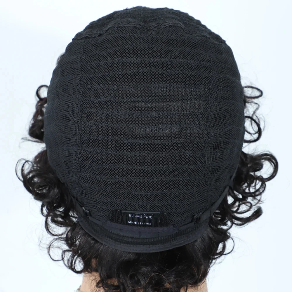 Short pixie afro kinky curly wigs for black women glueless natural brown bob wig with ba (37)