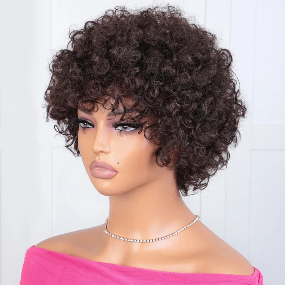 Short pixie afro kinky curly wigs for black women glueless natural brown bob wig with ba (42)