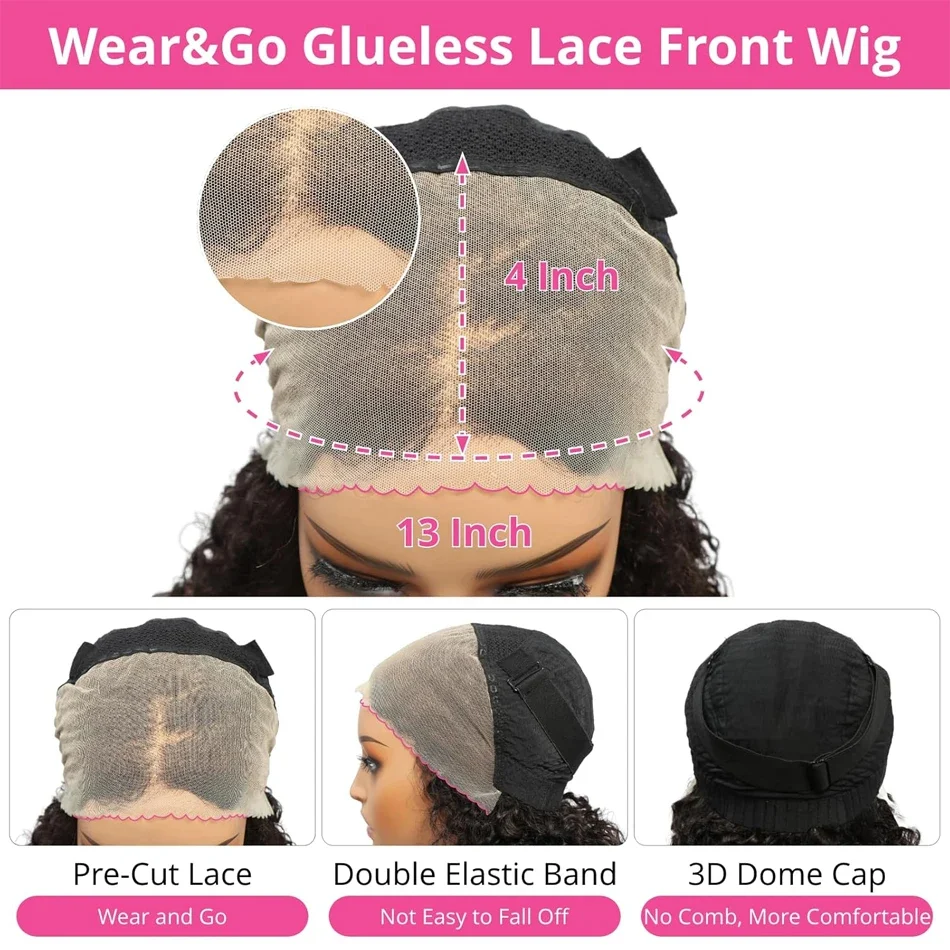 Wear and go glueless human hair wig pre cut 16inch loose water wave (5)