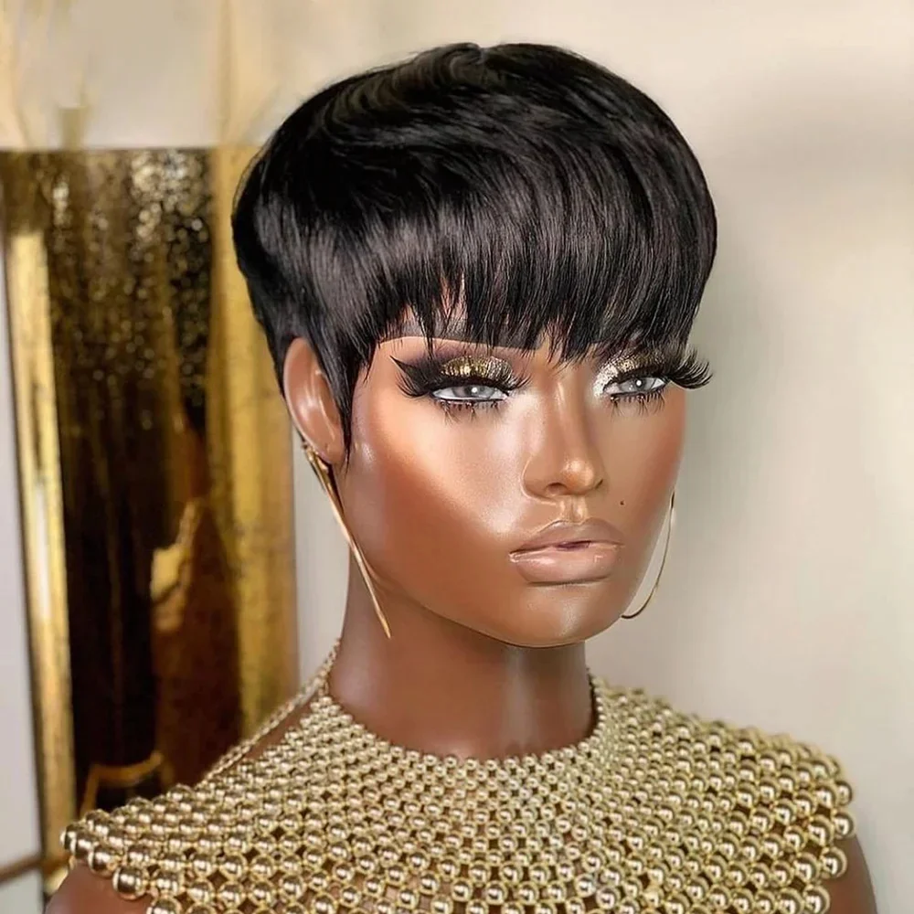 Short Straight Bob Wig Pixie Cut Wig Human Hair (4)