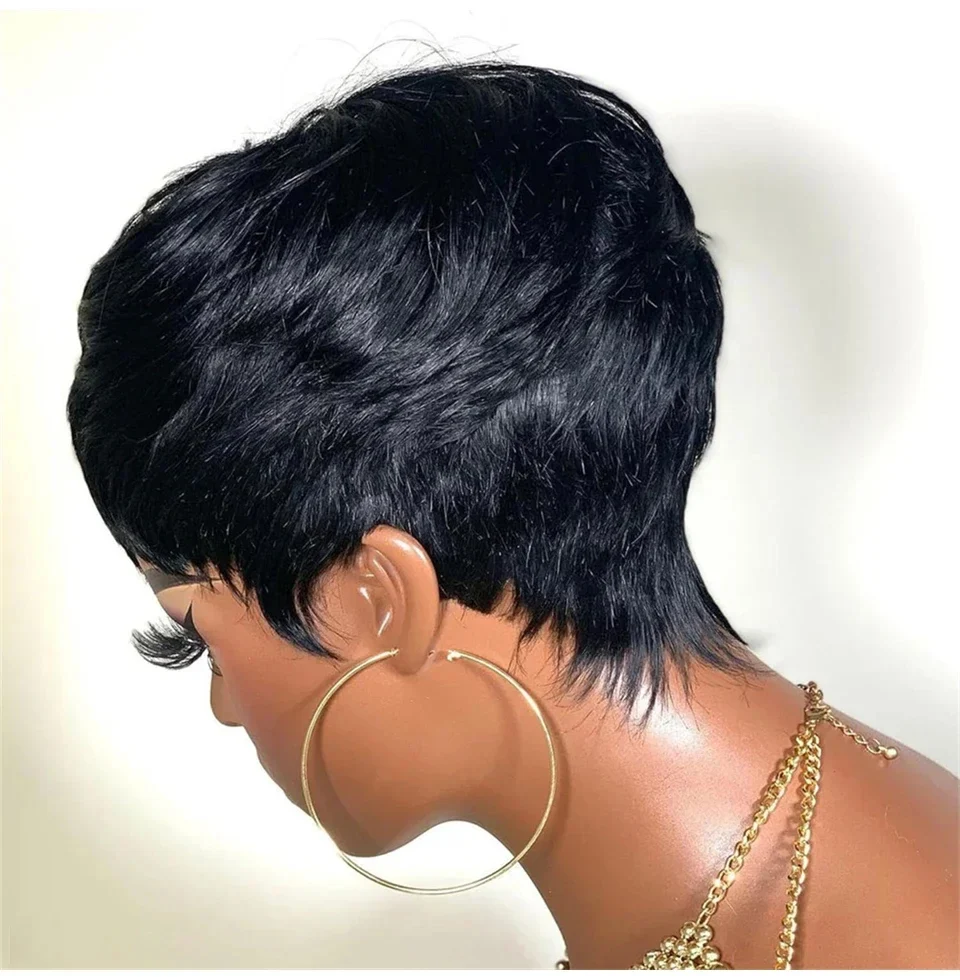 Short Straight Bob Wig Pixie Cut Wig Human Hair (5)