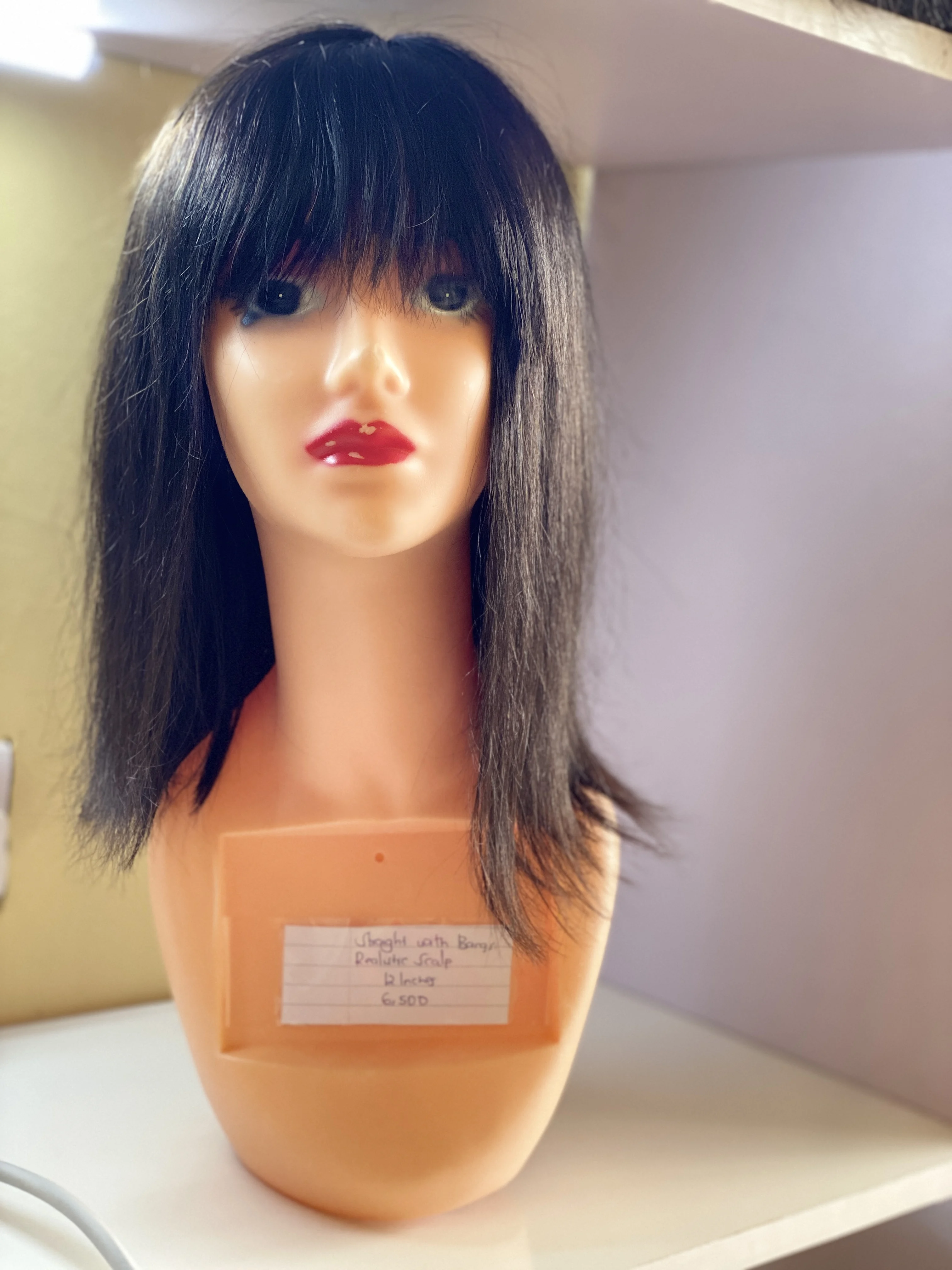 Straight With Bangs Realistic Scalp 12 inches (3)