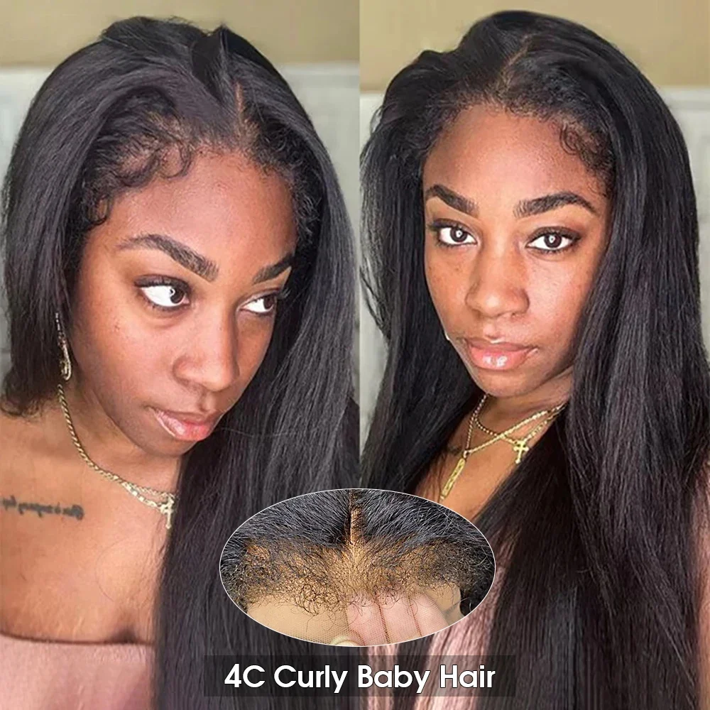 Yaki Kinky with 4c hairline 13×6 HD lace (1)