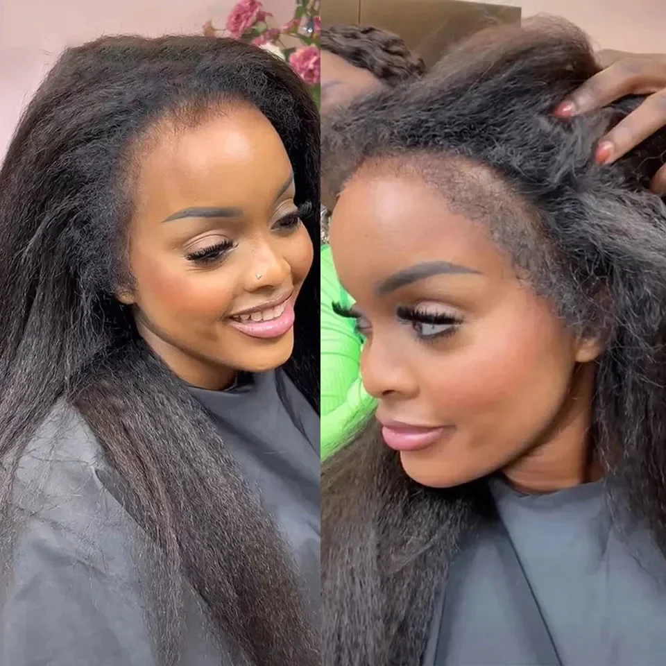 Yaki Kinky with 4c hairline 13×6 HD lace (4)