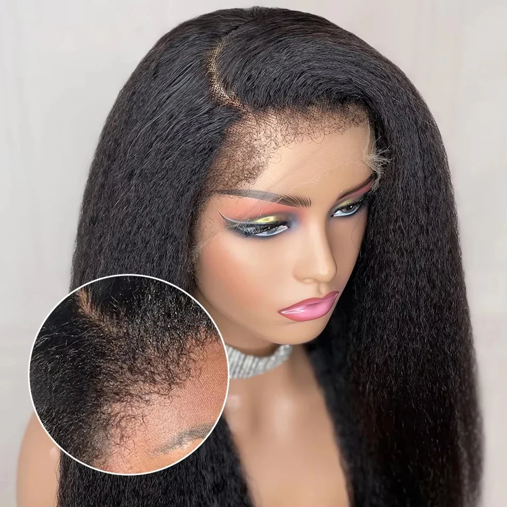 Yaki Kinky with 4c hairline 13×6 HD lace (9)